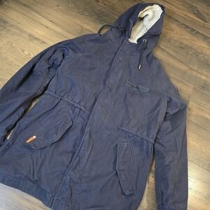 Superdry Rookie Edition Military‎ Jacket M Blue Sherpa Lined Hooded Mens